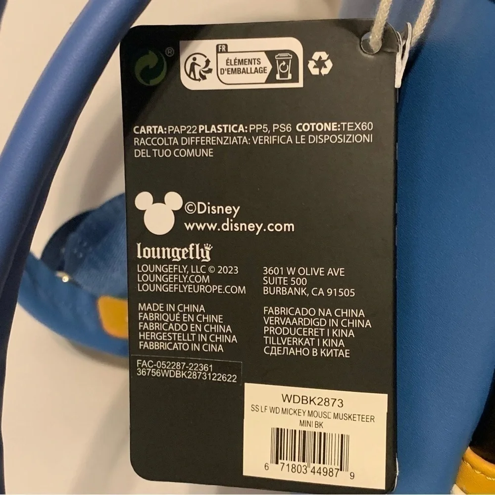 NWT. LOUNGEFLY x DISNEY Three Musketeers Mickey Mouse Backpack